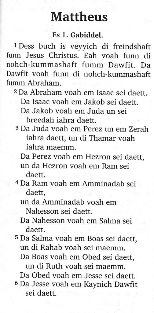 Amish Language Sample
